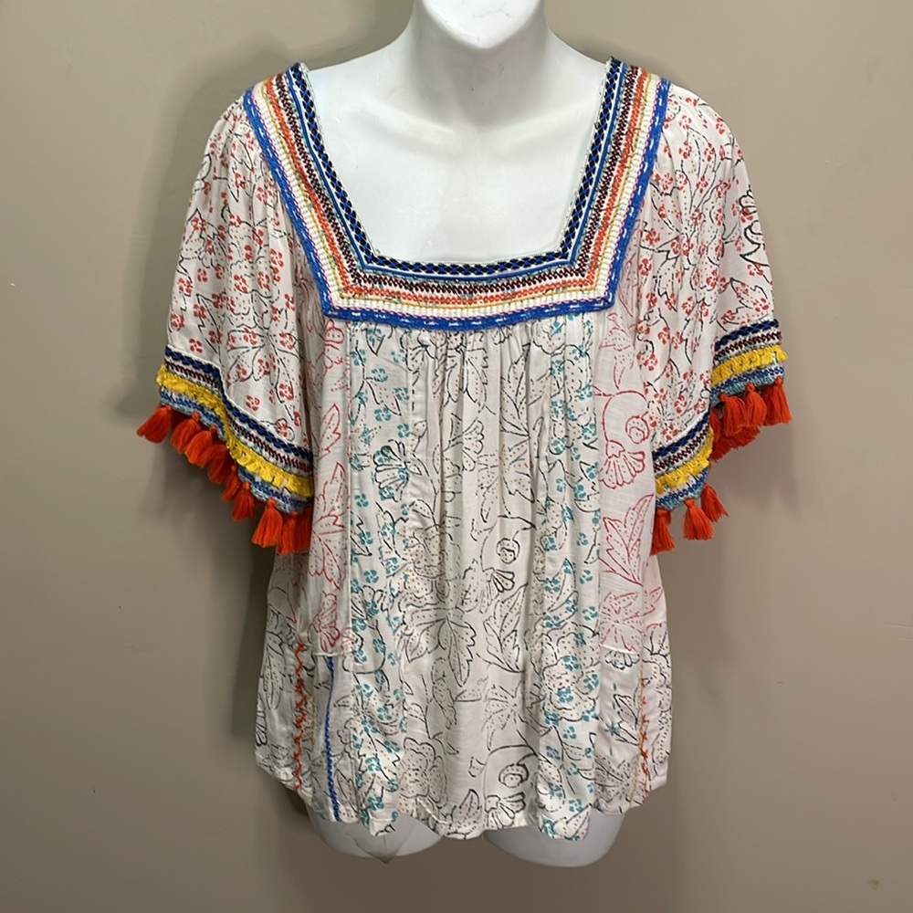 NWT Maeve Oversized Paolina Tassled Blouse XS Retsil $148 - Picture 2 of 6
